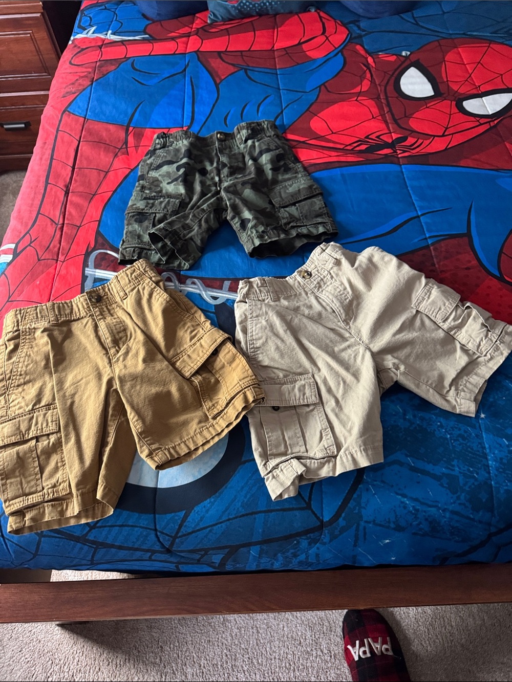 Boys' Cargo Shorts Trio - Tan, Khaki, Camo